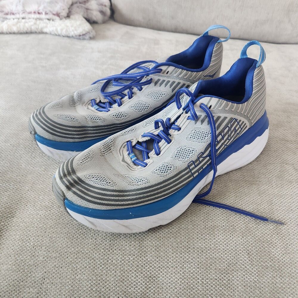 Hoka One One Size 11.5 Bondi 6 Gray Blue Running Athletic Shoes 1019269 VBFG